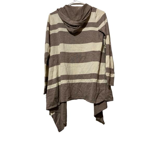 Cyrus Women's White Gray Stripe Lightweight Knit Hooded Cardigan Sz S - Picture 5 of 5